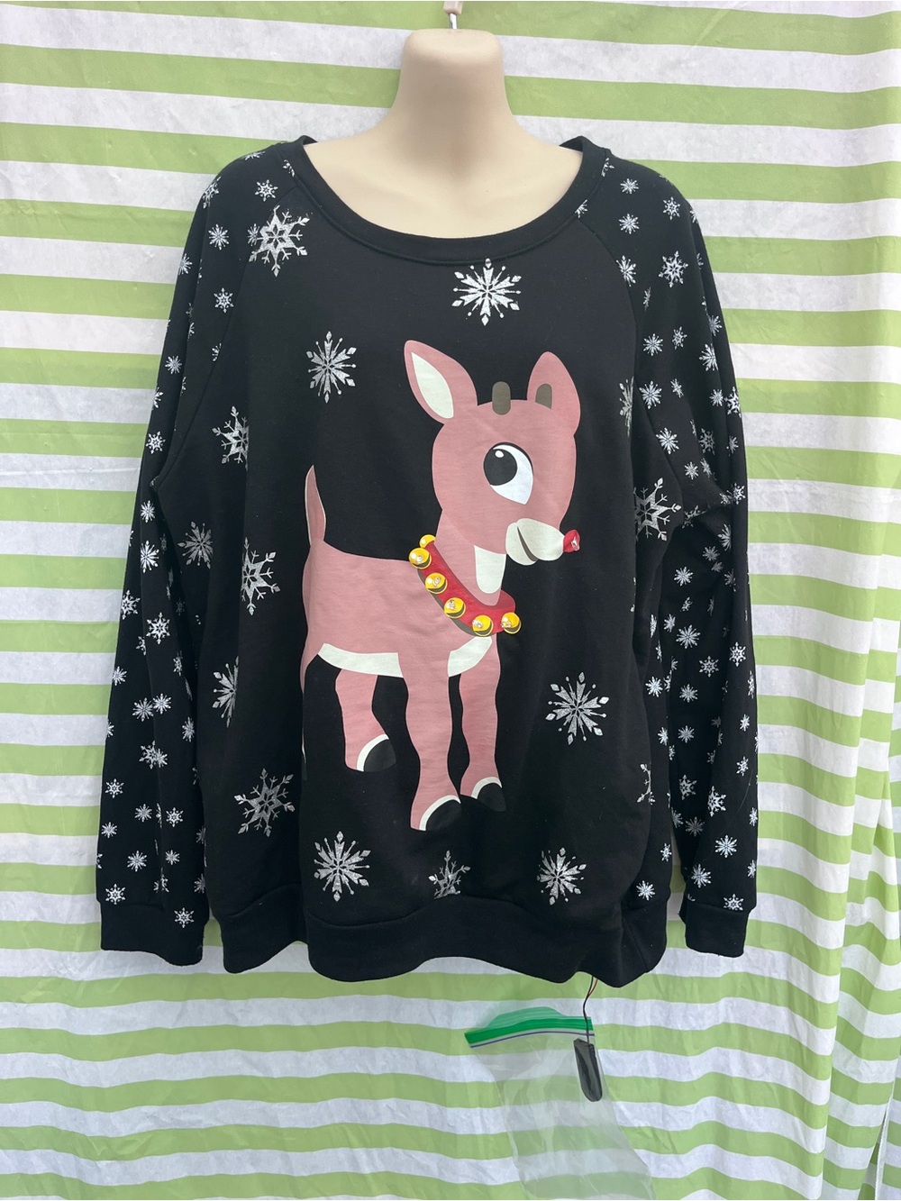 Women Black Light up Reindeer Holiday Sweatshirt - Unbranded